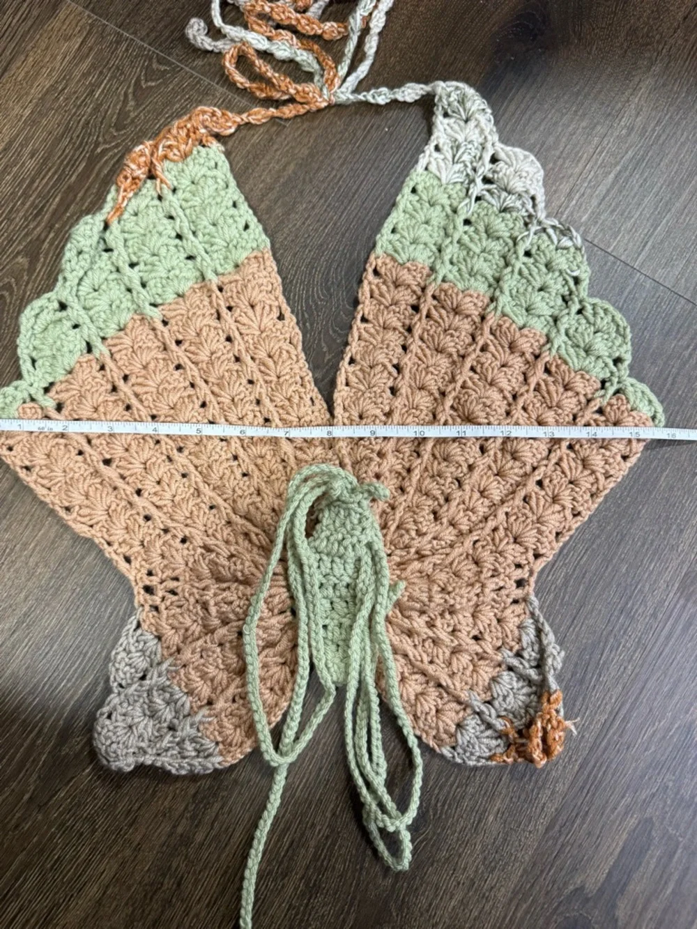 Women's Crochet Butterfly Shaped Crop Top Open Back Indie Boho Festival Hippie - Picture 4 of 10
